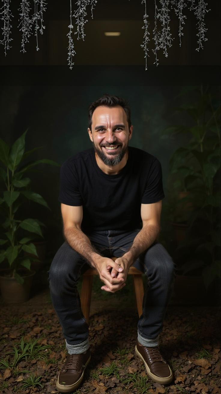 Gabriel sentado em um ambiente de estudo do Método Corpo Limpo